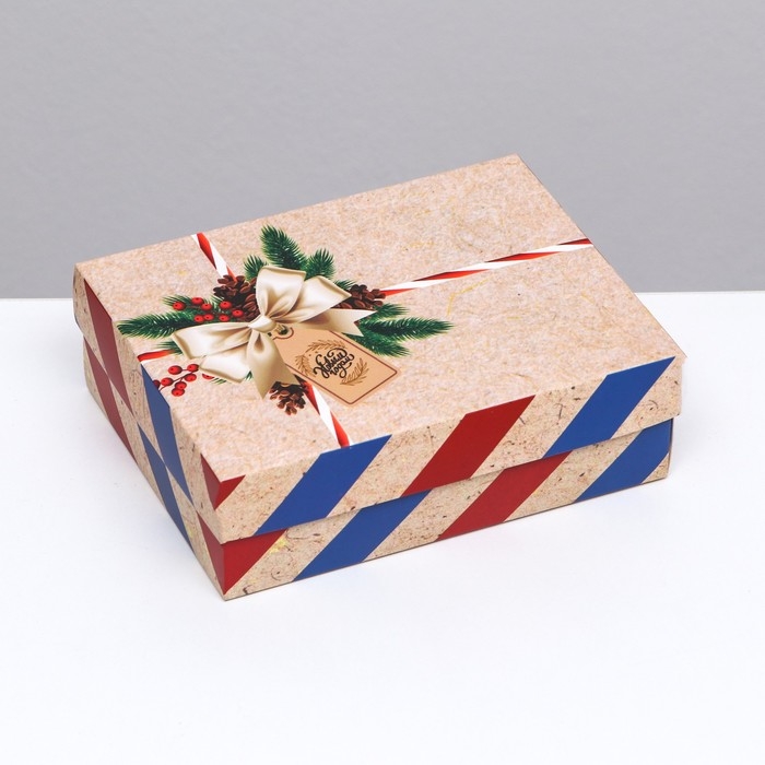 Новый год. Коробка подарочная новогодняя складная, Новый год. Коробка подарочная новогодняя складная, "Почта", 16,5 х 12,5 х 5,2 см