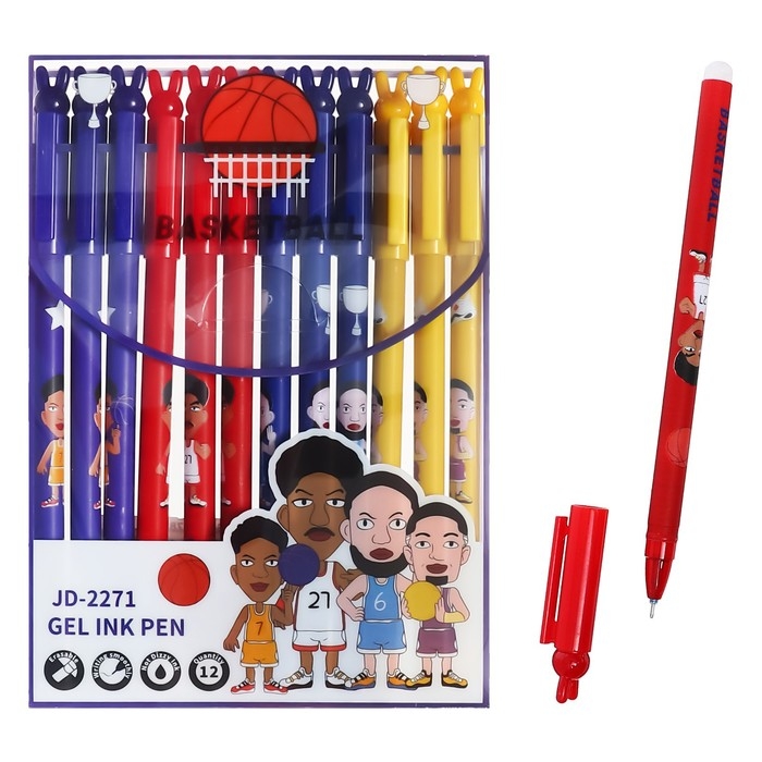 Набор гелевых ручек со стираемыми чернилами, 12 штук, 0.38мм, синий стержень, микс Набор гелевых ручек со стираемыми чернилами, 12 штук, 0.38мм, синий стержень, микс