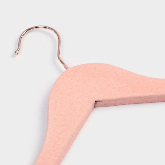 Плечики - вешалки для одежды LaDо́m Rose Gold, 44,5×1,2×23 см, 2 шт, с перекладиной, покрытие вельвет, широкие плечики, цвет розовый Плечики - вешалки для одежды LaDо́m Rose Gold, 44,5×1,2×23 см, 2 шт, с перекладиной, покрытие вельвет, широкие плечики, цвет розовый