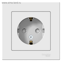 Розетка SE ATLASDESIGN, 16 А, 250 В, встраиваемая, с з/к, шторки, IP20, белая, ATN000144