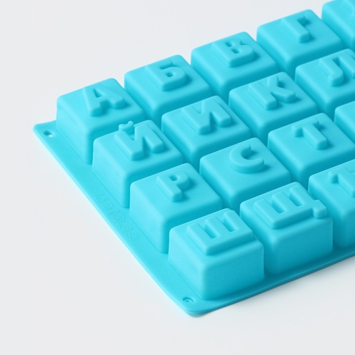 Форма для шоколада Доляна &laquo;Алфавит&raquo;, силикон, 35&times;18 см, 32 ячейки (3,7&times;3,7&times;3 см), цвет МИКС