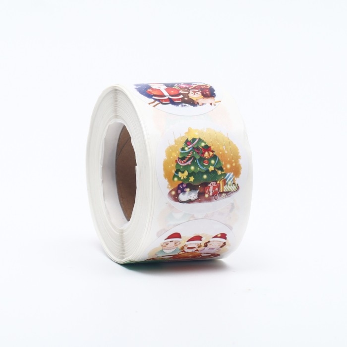 Новый год. Наклейки в рулоне "Ночь перед Рождеством", 500 шт, 3,8 х 3,8 см