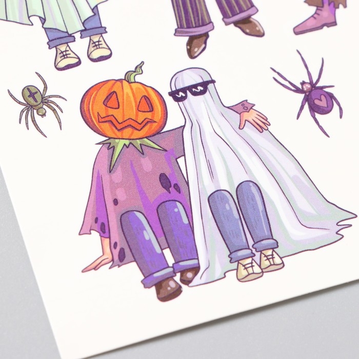 Татуировка на тело цветная  Татуировка на тело цветная "Приведения и тыквы" 10х10 см