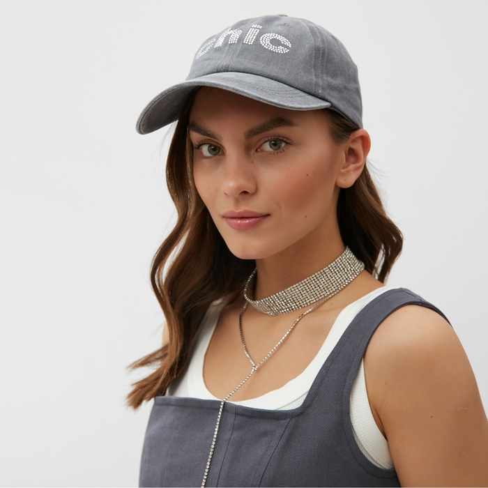 Кепка женская со стразами MIST Chic , серый, р. 56-58 Кепка женская со стразами MIST Chic , серый, р. 56-58