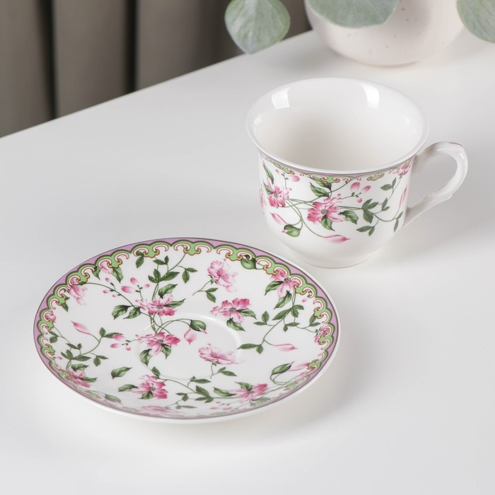 Чайная пара фарфоровая Доляна «Бланко», 2 предмета: чашка 220 мл, блюдце d=14,3 см, цвет белый Чайная пара фарфоровая Доляна «Бланко», 2 предмета: чашка 220 мл, блюдце d=14,3 см, цвет белый