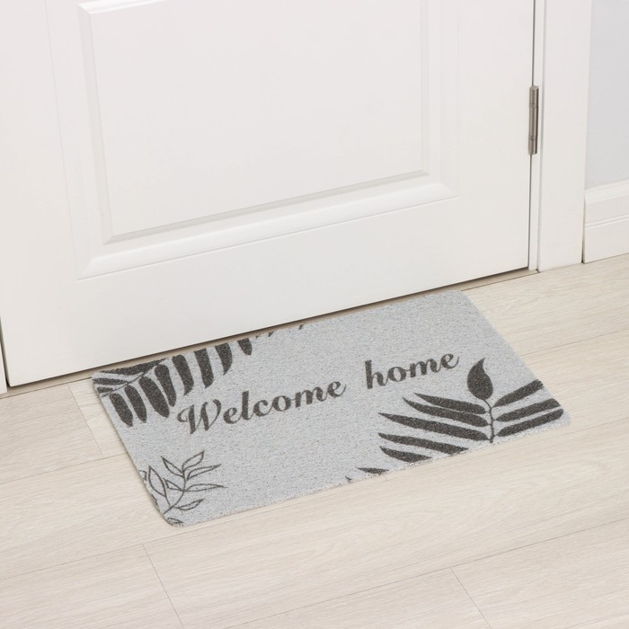 Коврик придверный Доляна Welcome home, 38×58 см, цвет серый Коврик придверный Доляна Welcome home, 38×58 см, цвет серый