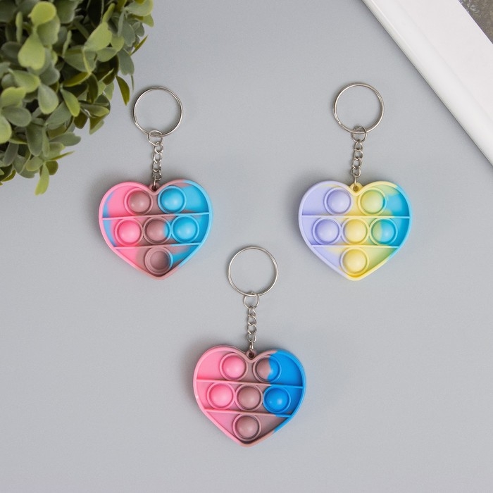 Брелок резина антистресс (бесконечная пупырка) Брелок резина антистресс (бесконечная пупырка) "Сердце разноцветное" МИКС 5х5,7х1,3 см