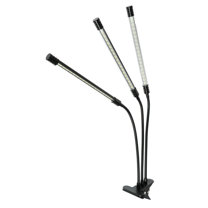 Фитосветильник светодиодный, 27 Вт, 250 мм, IP66, 5 В, USB, полноспектр., прищепка, таймер Фитосветильник светодиодный, 27 Вт, 250 мм, IP66, 5 В, USB, полноспектр., прищепка, таймер