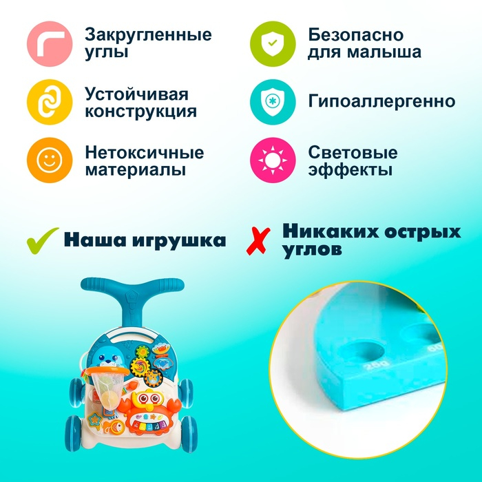 Развивающий столик-каталка «Забавная прогулка», световые и звуковые эффекты Развивающий столик-каталка «Забавная прогулка», световые и звуковые эффекты