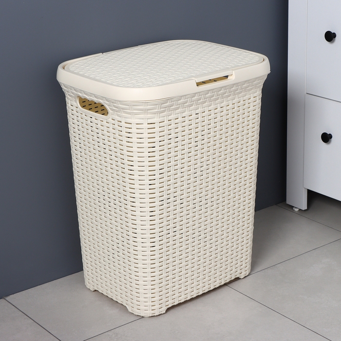 Корзина бельевая с крышкой, 60 л, 34×44×56 см, цвет слоновая кость Корзина бельевая с крышкой, 60 л, 34×44×56 см, цвет слоновая кость