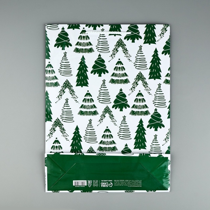 Пакет подарочный новогодний ламинированный «Ёлочки», L 28 х 38 х 9 см Пакет подарочный новогодний ламинированный «Ёлочки», L 28 х 38 х 9 см