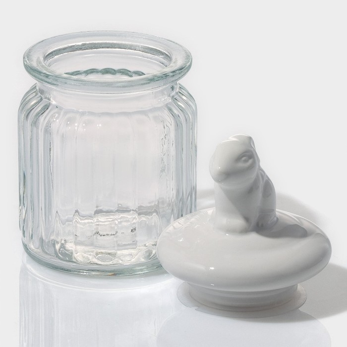 Банка стеклянная для хранения сыпучих продуктов Доляна &laquo;Зайка&raquo;, 230 мл, с керамической крышкой