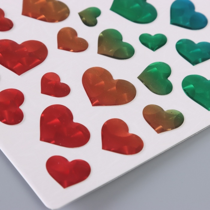 Наклейки для творчества пластик Наклейки для творчества пластик "Градиент. Сердце" 22х9,5 см