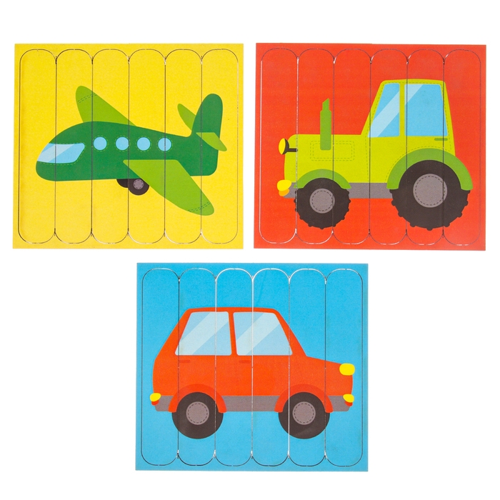 Головоломка. Собери 6 картинок «Транспорт», двусторонние палочки Головоломка. Собери 6 картинок «Транспорт», двусторонние палочки