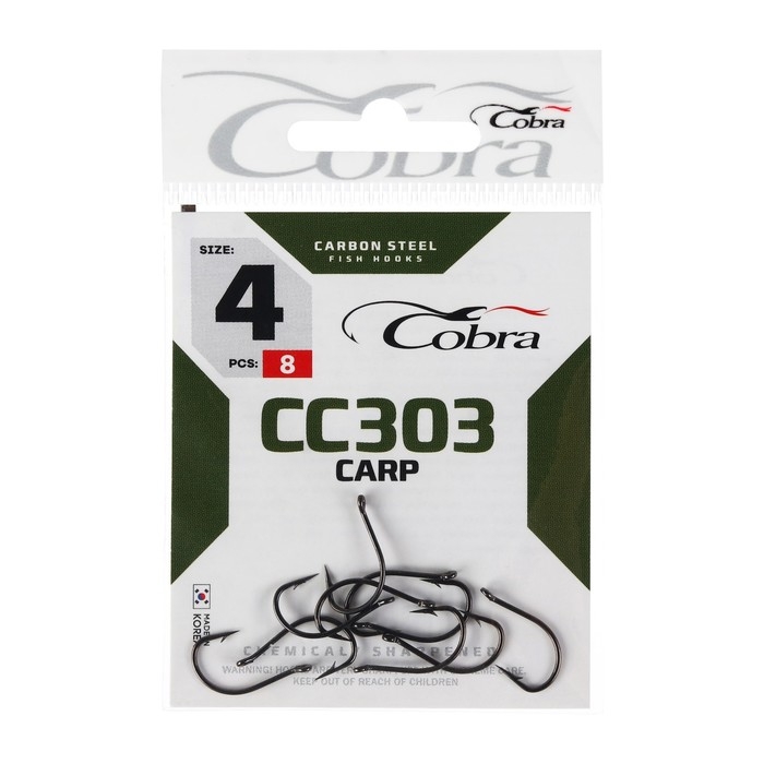 Крючки Cobra CARP, серия CC303, № 04, 8 шт. Крючки Cobra CARP, серия CC303, № 04, 8 шт.