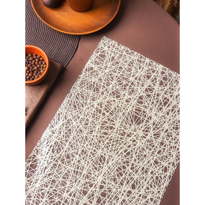 Салфетка сервировочная на стол «Путаница», ажурная, 45×30 см, цвет бежевый Салфетка сервировочная на стол «Путаница», ажурная, 45×30 см, цвет бежевый