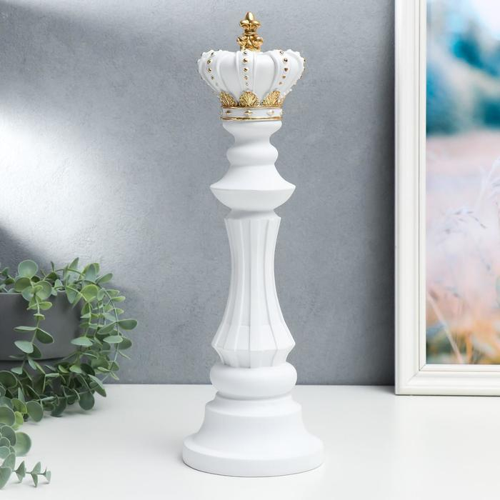 Сувенир полистоун  Сувенир полистоун "Шахматная фигура - Король" белый с золотом 40,5х13х13 см