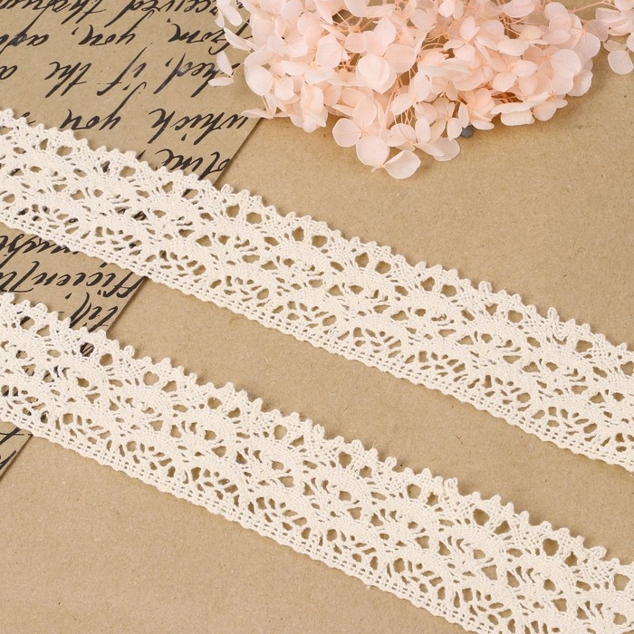 Кружево вязаное, 40 мм × 10 ± 1 м, цвет бежевый Кружево вязаное, 40 мм × 10 ± 1 м, цвет бежевый