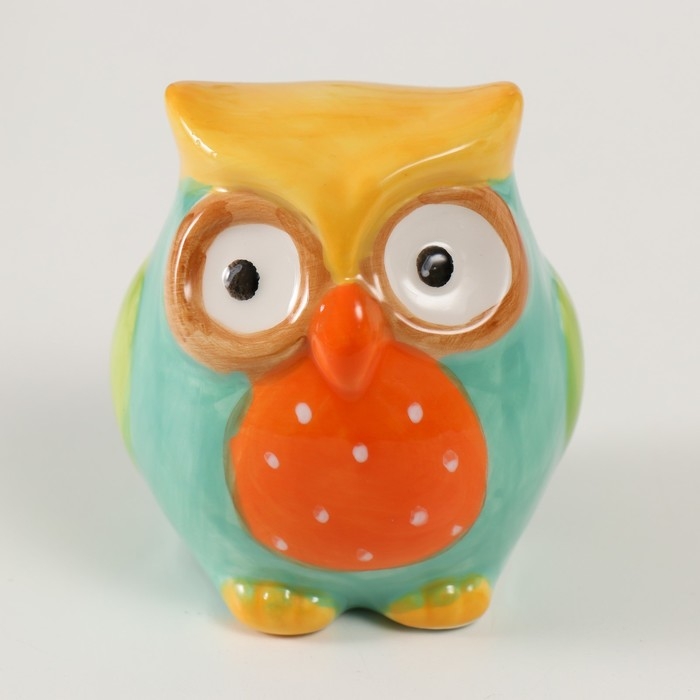 Копилка керамика  Копилка керамика "Яркий совёнок в горошек" 7,5х7,5х9 см