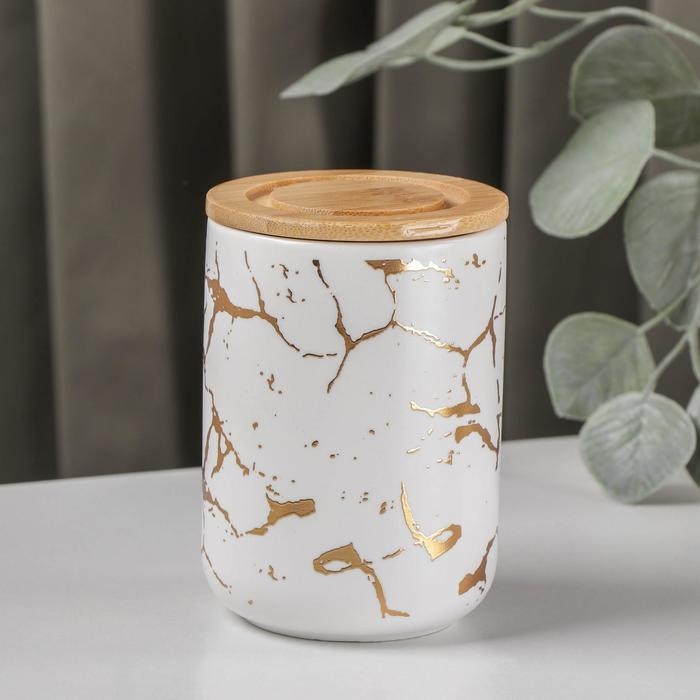 Банка для хранения сыпучих продуктов Gold, 350 мл, 8×12 см, керамическая, цвет белый Банка для хранения сыпучих продуктов Gold, 350 мл, 8×12 см, керамическая, цвет белый