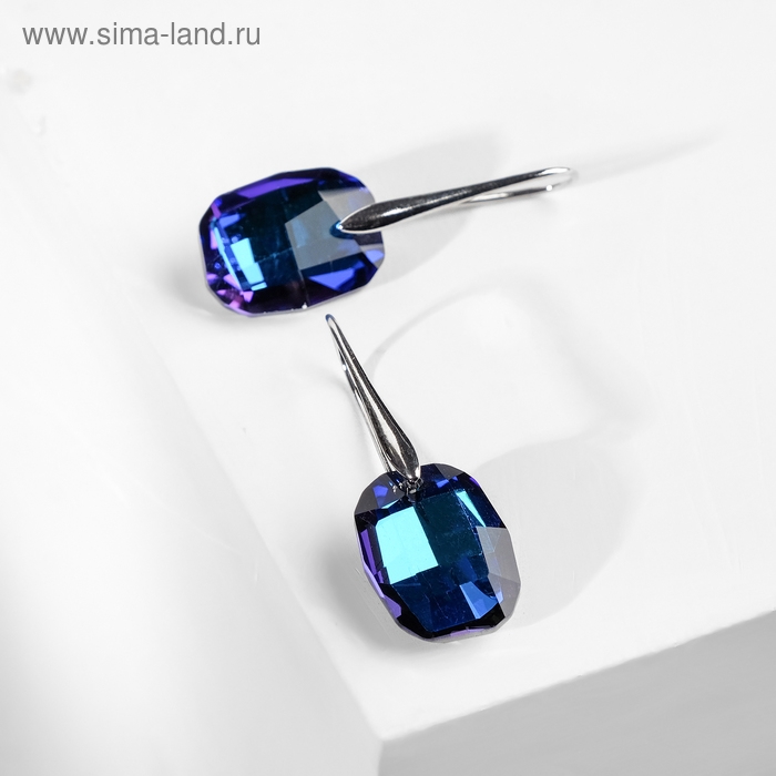 Серьги со стразами «Иллюзион» овал, цвет синий Серьги со стразами «Иллюзион» овал, цвет синий