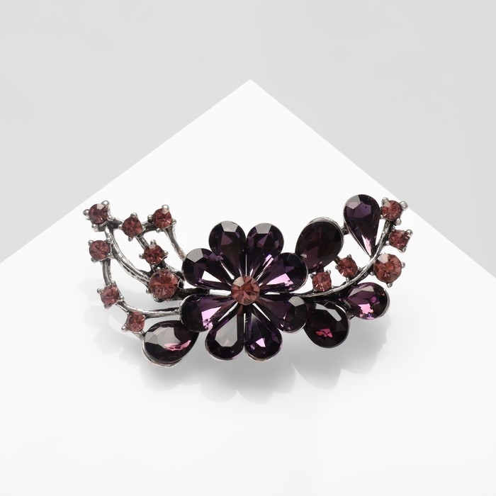 Брошь «Цветок стеклянный», цвет фиолетовый в серебре Брошь «Цветок стеклянный», цвет фиолетовый в серебре