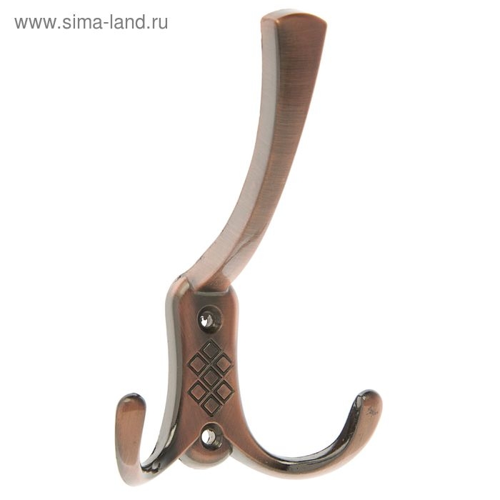 Крючок мебельный ТУНДРА TKT003, трехрожковый, медь Крючок мебельный ТУНДРА TKT003, трехрожковый, медь