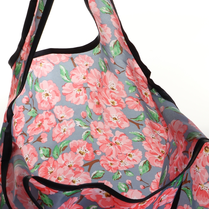 Сумка хозяйственная без застёжки, складная, цвет серый/розовый Сумка хозяйственная без застёжки, складная, цвет серый/розовый