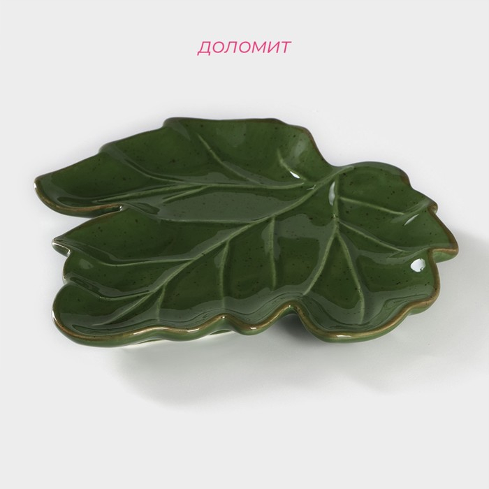 Блюдо сервировочное Доляна «Лист», 20,2×2,2 см, цвет зелёный Блюдо сервировочное Доляна «Лист», 20,2×2,2 см, цвет зелёный