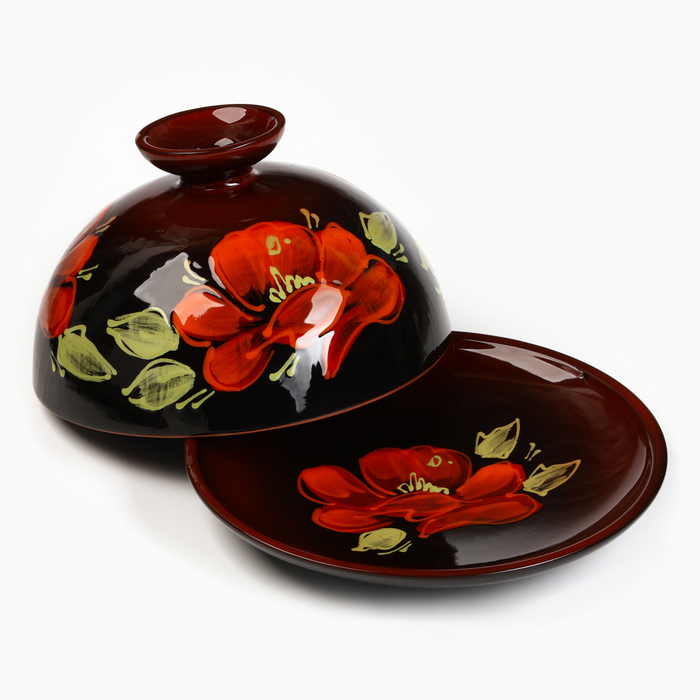 Блинница - хлебница "Застолье" 1,8л / 15х24см, мак на черном