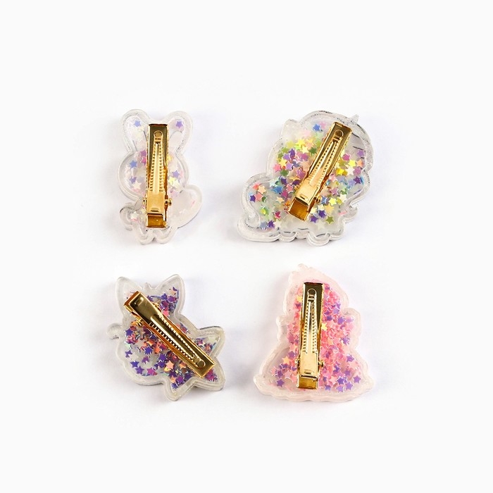 Заколка для волос, шейкер, 4 штуки МИКС Заколка для волос, шейкер, 4 штуки МИКС