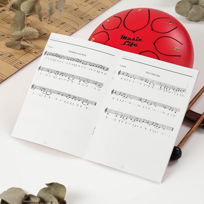 Глюкофон - музыкальный инструмент, красный, 8 лепестков, 15 х 9 см Глюкофон - музыкальный инструмент, красный, 8 лепестков, 15 х 9 см