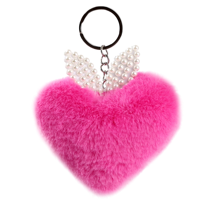 Брелок «Сердечко» с ушками, 7 см, цвет фуксия Брелок «Сердечко» с ушками, 7 см, цвет фуксия