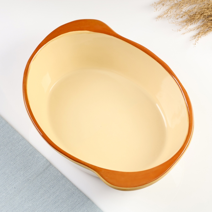 Емкость для запекания Емкость для запекания "Трапеза овальная" 2,2л / 8,5х30х22см, карамель