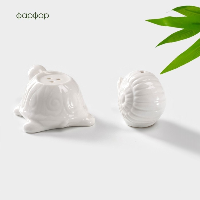 Набор фарфоровый для специй BellaTenero «Черепаха и улитка», 2 предмета: солонка, перечница, 40 мл, цвет белый Набор фарфоровый для специй BellaTenero «Черепаха и улитка», 2 предмета: солонка, перечница, 40 мл, цвет белый