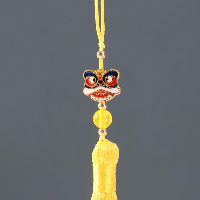 Подвеска текстиль, металл Подвеска текстиль, металл "Китайский лев" жёлтая 1х1,2х10 см