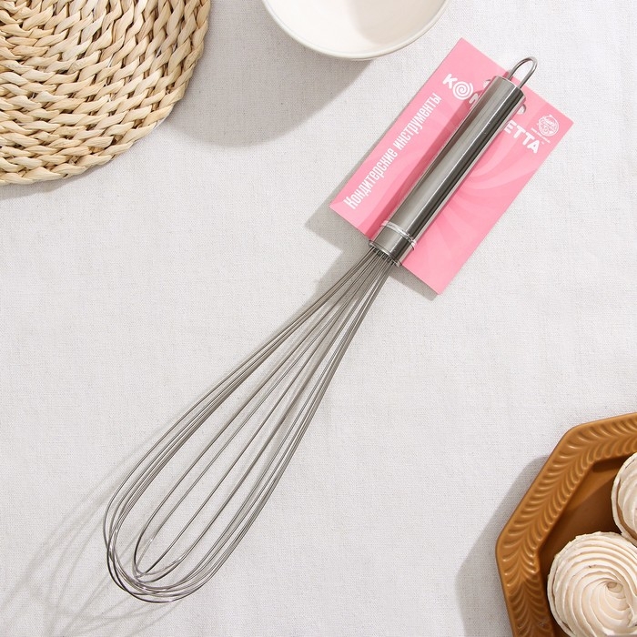 Венчик для взбивания KONFINETTA «Сильвер», струна 1,3 мм, 42×8×8 см, цвет серебристый Венчик для взбивания KONFINETTA «Сильвер», струна 1,3 мм, 42×8×8 см, цвет серебристый