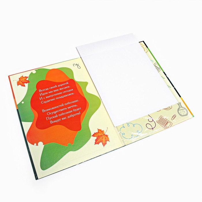 Папка с двумя файлами А4 Папка с двумя файлами А4 "Выпускник" темно-зеленый фон, канцелярия