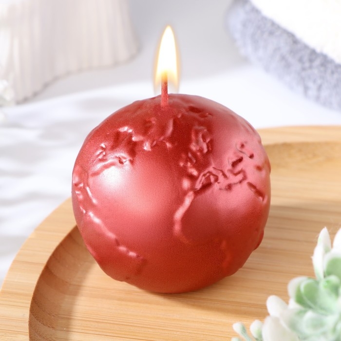 Свеча фигурная  Свеча фигурная "Шар. Планета", 6х5,5 см, красный, в коробке