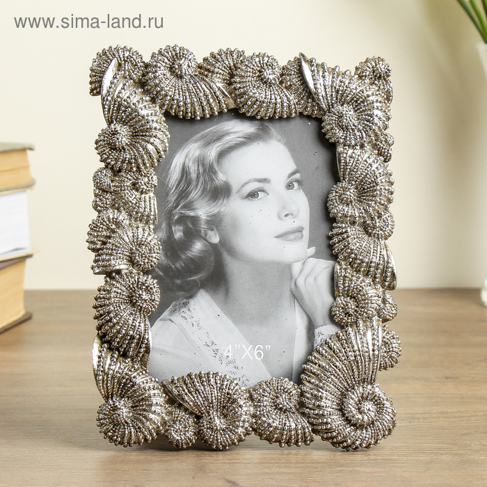 Фоторамка полистоун 10х15 см Фоторамка полистоун 10х15 см "Ракушки" серебро 20,7х15,5 см