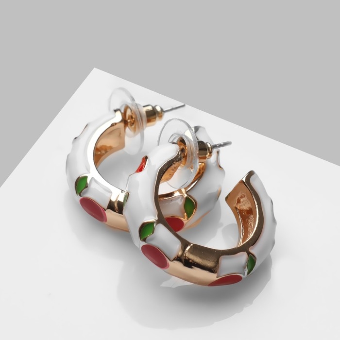 Серьги эмаль «Яблочки», цветные в золоте Серьги эмаль «Яблочки», цветные в золоте