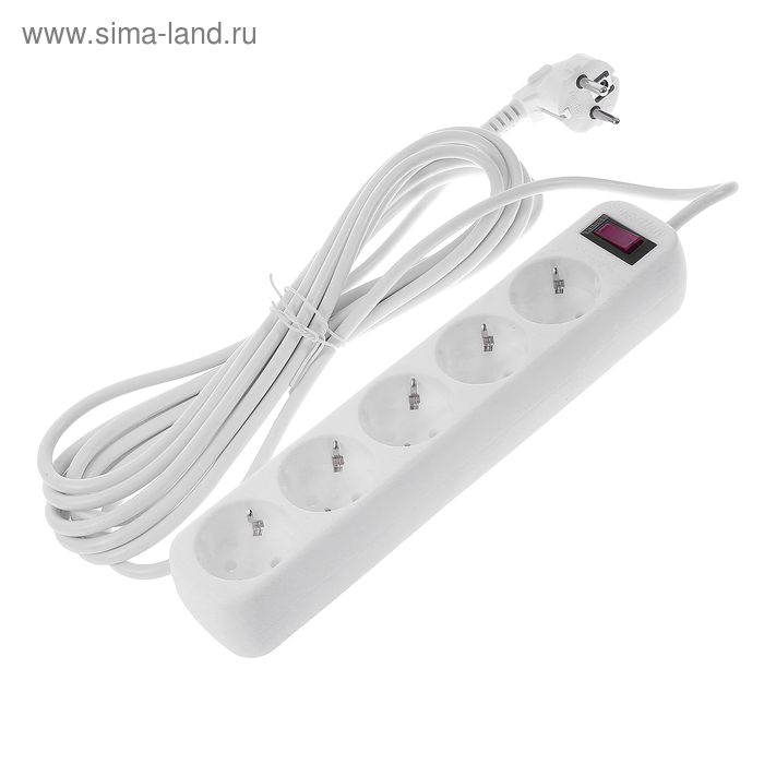 Сетевой фильтр Smartbuy, 5 розеток, 5 м, 10 А, 2200 Вт, с з/к, белый Сетевой фильтр Smartbuy, 5 розеток, 5 м, 10 А, 2200 Вт, с з/к, белый