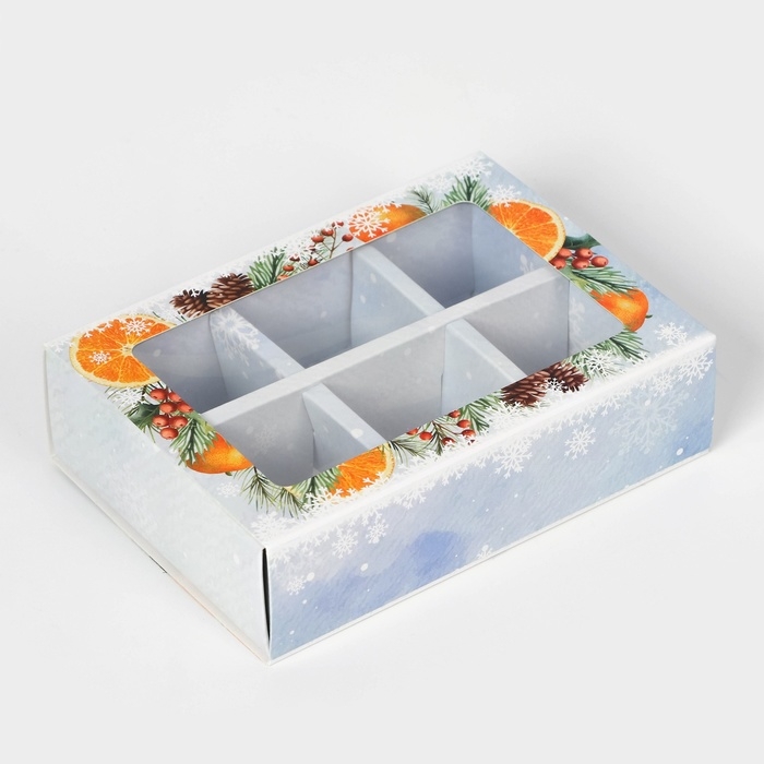 Новый год. Коробка под 6 конфет Новый год. Коробка под 6 конфет "Время Чудес", 13,7 х 9,8 х 3,8 см, кондитерская упаковка