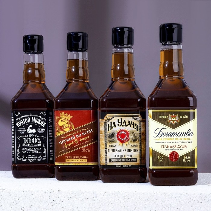 Гель для душа во флаконе виски «На удачу», 500 мл, аромат древесный с пряными нотами, Новый Год Гель для душа во флаконе виски «На удачу», 500 мл, аромат древесный с пряными нотами, Новый Год