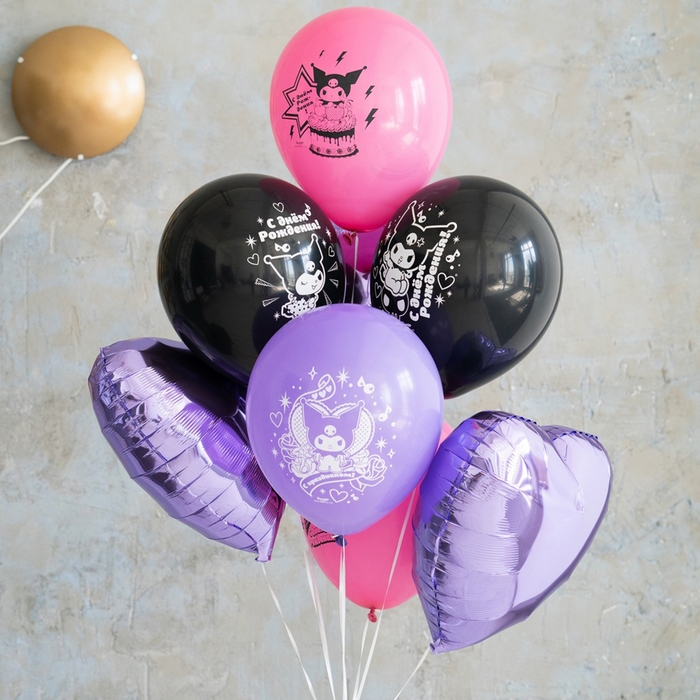 Шар латексный 12 Шар латексный 12" «Kuromi», набор 5 шт., МИКС