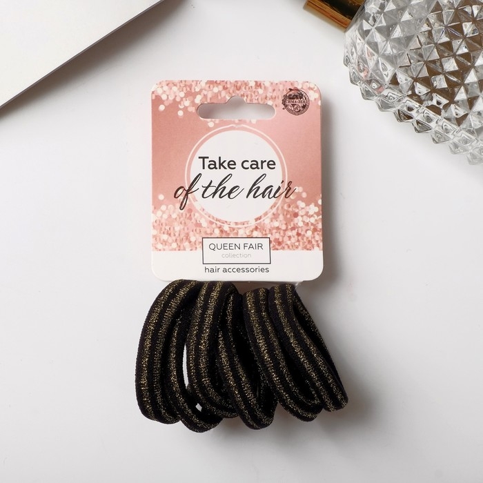 Резинка для волос Резинка для волос "Спорт элит" (набор 6 шт) полоса, 4 см, золотисто-чёрный