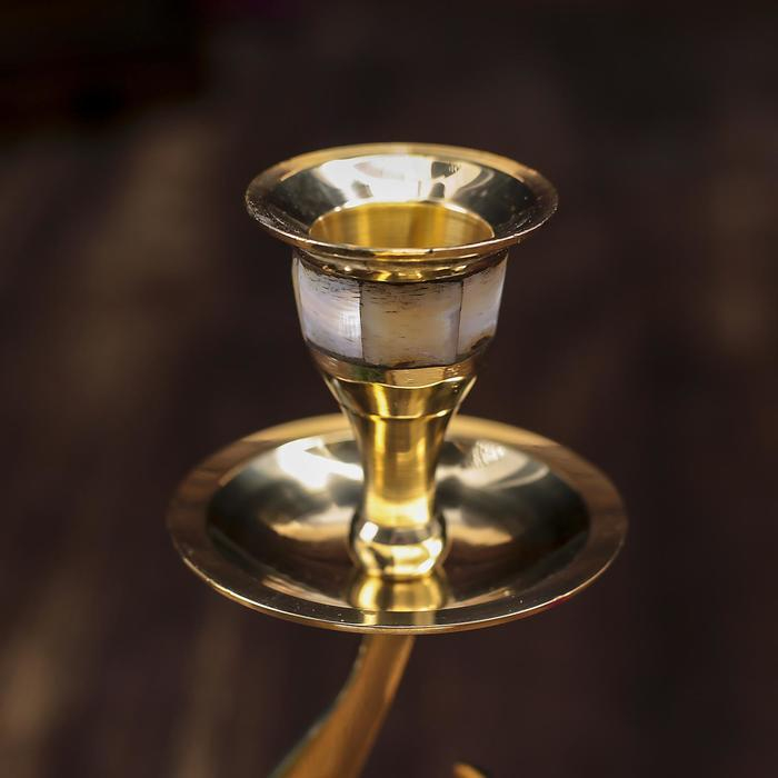 Подсвечник на 1 свечу с перламутром изгиб 21см Подсвечник на 1 свечу с перламутром изгиб 21см