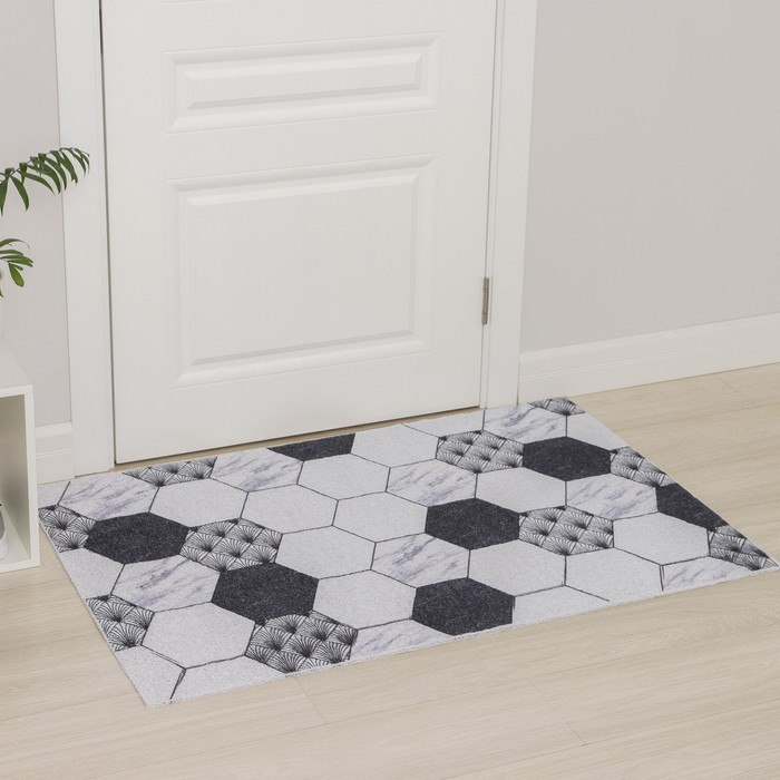 Коврик придверный грязезащитный Доляна «Мрамор», вырезной, 80×120 см, цвет серый Коврик придверный грязезащитный Доляна «Мрамор», вырезной, 80×120 см, цвет серый