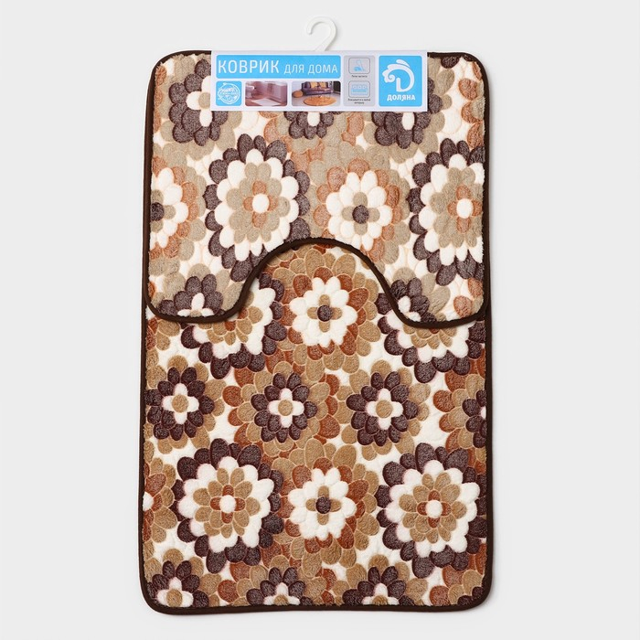 Коврики для ванной и туалета Доляна «Бежевая фантазия», 2 шт: 40×50 см, 50×80 см