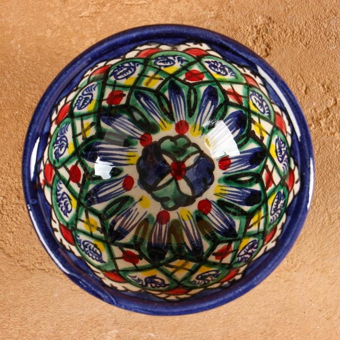 Пиала Риштанская керамика  Пиала Риштанская керамика "Узоры", 8,5 см, малая коньячная, микс